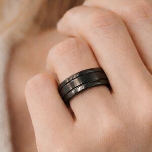 Brand New!! Size 12 Titanium plated beveled edge band, ring